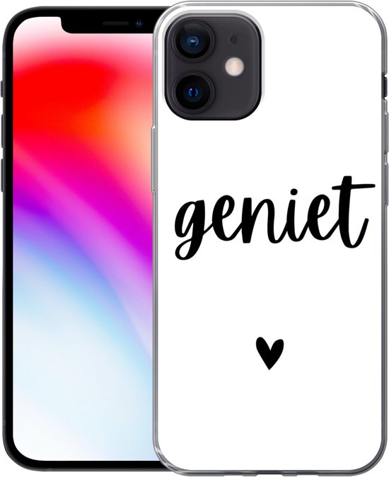 Coque iPhone 12 - Citation - Vie - Heureux - Siliconen