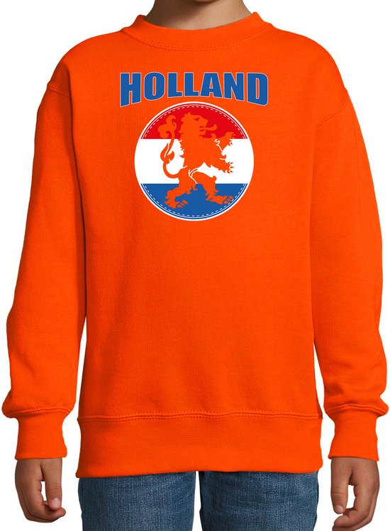 Oranje fan sweater voor kinderen - Holland met oranje leeuw - Nederland supporter - EK/ WK trui / outfit 118/128 (7-8 jaar)