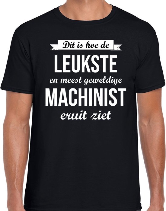 Dit is hoe de leukste en meest geweldige machinist eruit ziet - cadeau t-shirt - zwart - heren - beroepen - treinen M