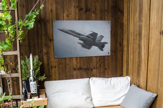 Posters de jardin extérieur Avion - Avion de chasse - Camouflage - 90x60 cm - Toile jardin - Affiche extérieur