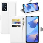 Oppo A16 / A16s / A54s Hoesje - MobyDefend Kunstleren Wallet Book Case - Wit - GSM Hoesje - Telefoonhoesje Geschikt Voor: Oppo A16 / Oppo A16s / Oppo A54s