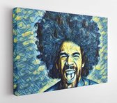 Onlinecanvas - Schilderij - Mooi Portret Een Afro-man Art Horizontaal Horizontal - Multicolor - 80 X 60 Cm