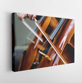 Onlinecanvas - Schilderij - Cello Strijkstok Instrument Art Horizontaal Horizontal - Multicolor - 80 X 60 Cm