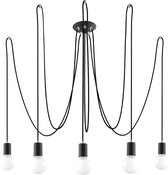 Trend24 Hanglamp Edison 5 - E27 - Zwart