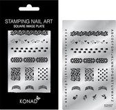 KONAD Square nagels stempelplaat F2 met 14 nagel stempel motieven.