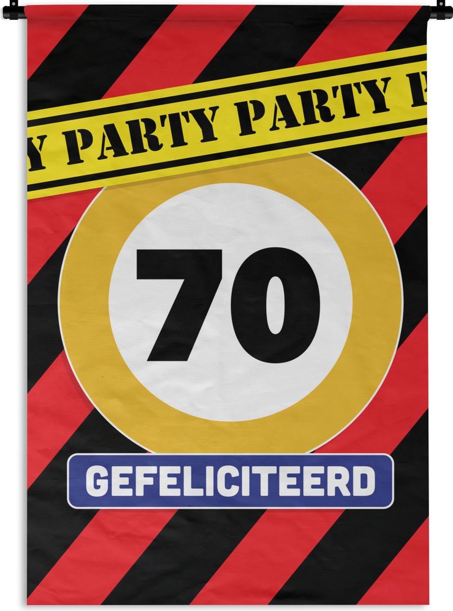 Wandkleed - Wanddoek - Jubileum - Feest - 70 Jaar - 120x180 cm - Wandtapijt