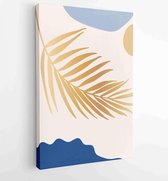 Luxe botanische gouden textuur muur kunst vector set. Marmeren kunstontwerp met abstracte vorm en gouden patroon. 1 - Moderne schilderijen – Verticaal – 1843764736 - 50*40 Vertical