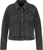 SAMOON Dames Denim jack van organic cotton met franjes Black Denim-44