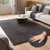 Tapiso Cuddle Vloerkleed Hoogpolig Antraciet Antislip Woonkamer Tapijt Maat- 300x400