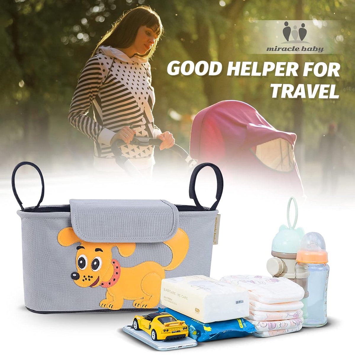 Sac Organisateur De Poussette ZSMJAER - 32x17x20 Cm Imperméable Avec Bandoulière