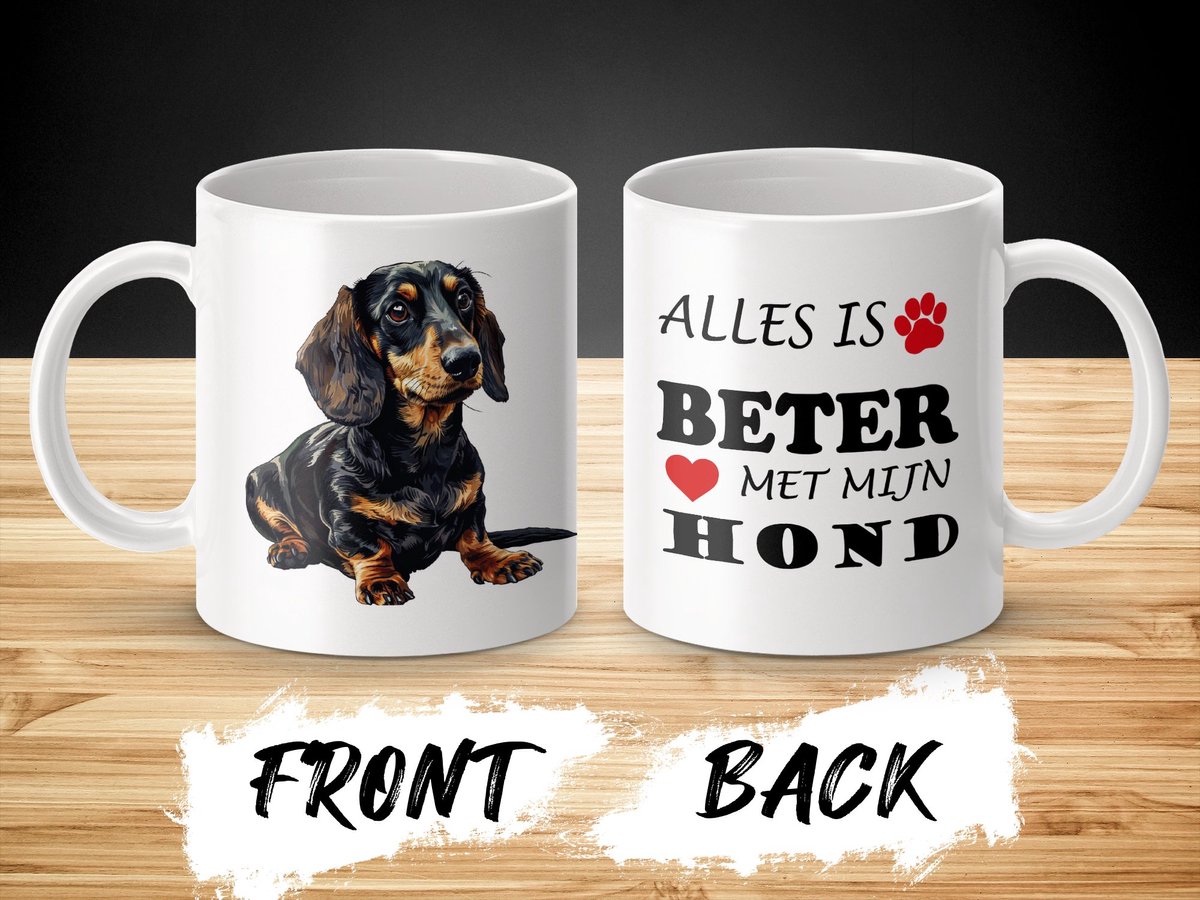 Mok Dachshund Alles is beter met mijn hond - dog - doglover