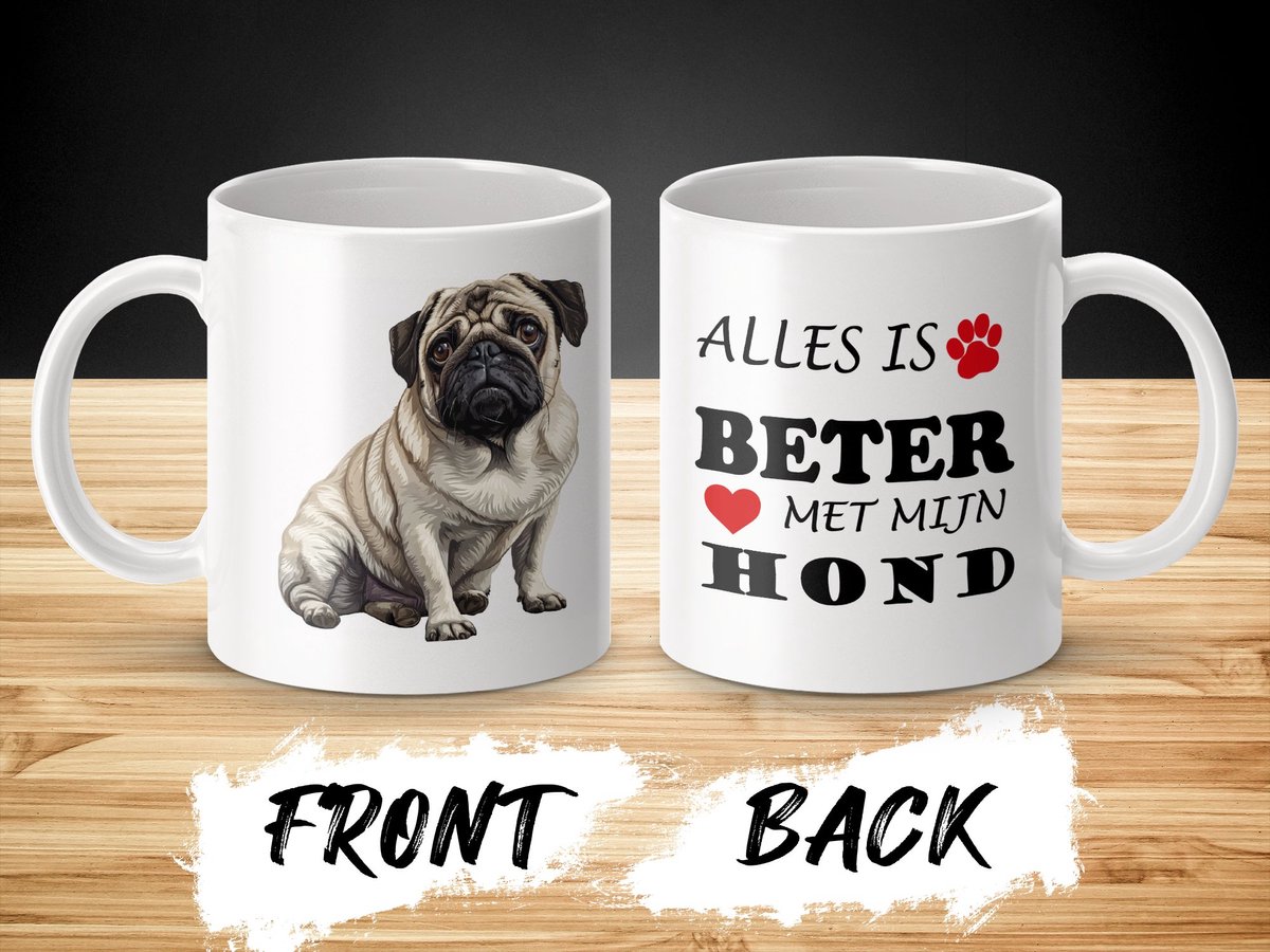 Mok Pug Alles is beter met mijn hond - dog - doglover