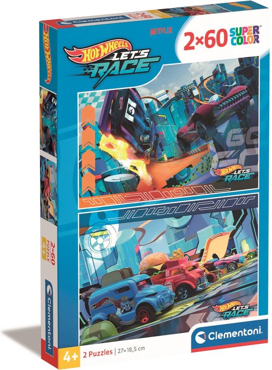 Clementoni - Puzzel - 2x60 Stukjes - Hotwheels - Kinderpuzzels vanaf 4 jaar