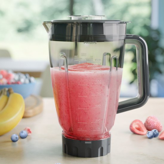 Philips Blender HR3020/20 - Krachtige 1000 Watt Motor – Veelzijdig Gebruik - Vaatwasserbestendig - 1.5l Kan - Grijs