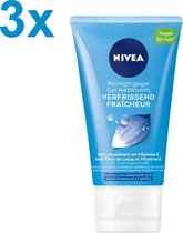 NIVEA Essentials Verfrissende Reinigingsgel - Gezichtsreiniger - 3 x 150 ml - Norm/Gem. Huid