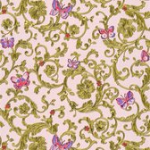 Papier peint de luxe exclusif Profhome 343254-GU papier peint intissé légèrement texturé avec motif floral scintillant rose vert or 7,035 m2