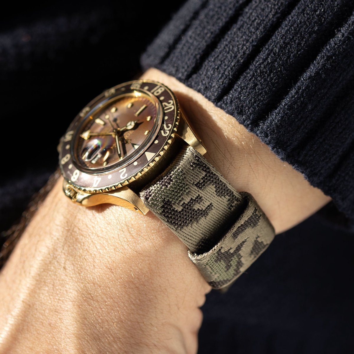 BS Leren Horlogeband Luxury - One Piece Nato Camo Jacquard - 20mm