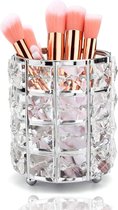 Make-upborstelopslag gemaakt van kristal, make-upborstelhouder Borstelhouder Cosmetische organisator Pencontainer Desktoptool (zilver)