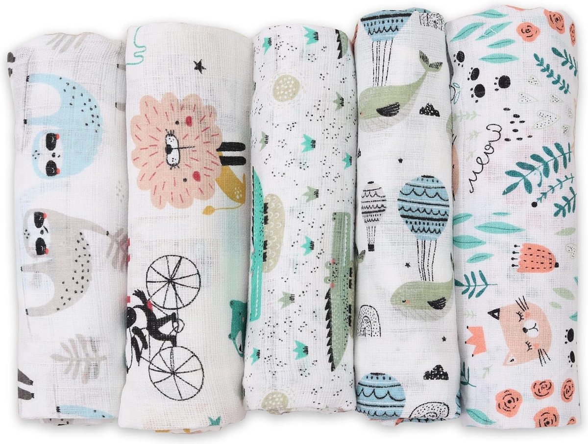 Goedkoopste Spuugdoeken baby - hydrofieldoeken - stoffen luiers - 5-pack 70 x 80 cm Made in EU, getest op schadelijke stoffen - spuugdoeken baby jongens meisjes doek met