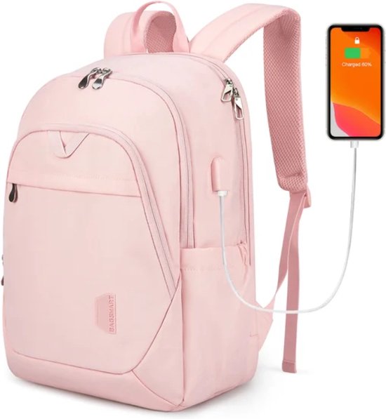 Foto: Avoir avoir veelzijdige dames rugzak weekend reis tas roze nylon zacht handvat schooltas school rugzak school rugtas polyester voering rits sluitingen 15 6 inch laptopvak usb oplaadpoort bestel nu op bol com 