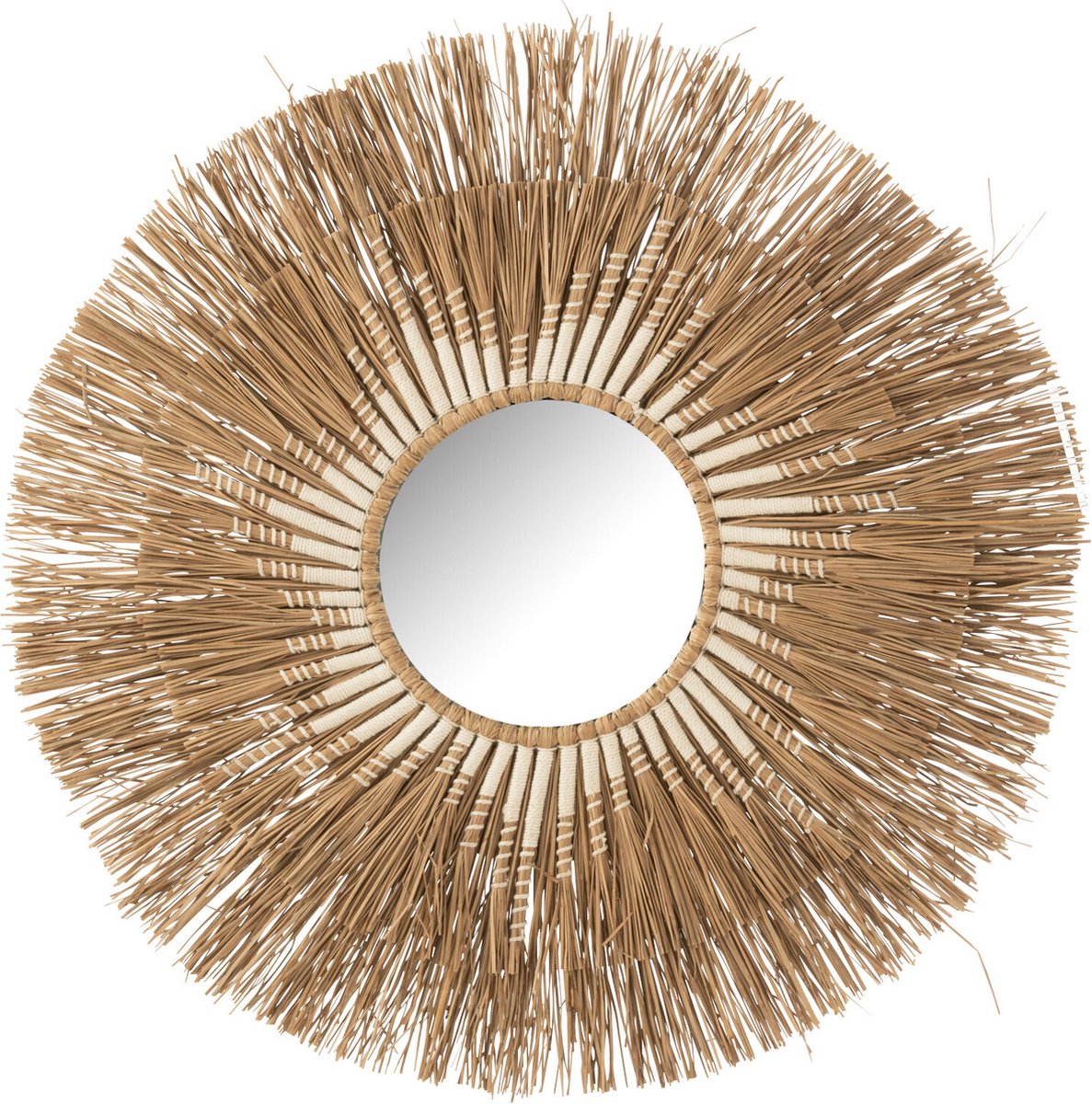 spiegel Melissa Paille - raffia - naturel/wit - small - Ø 75 cm