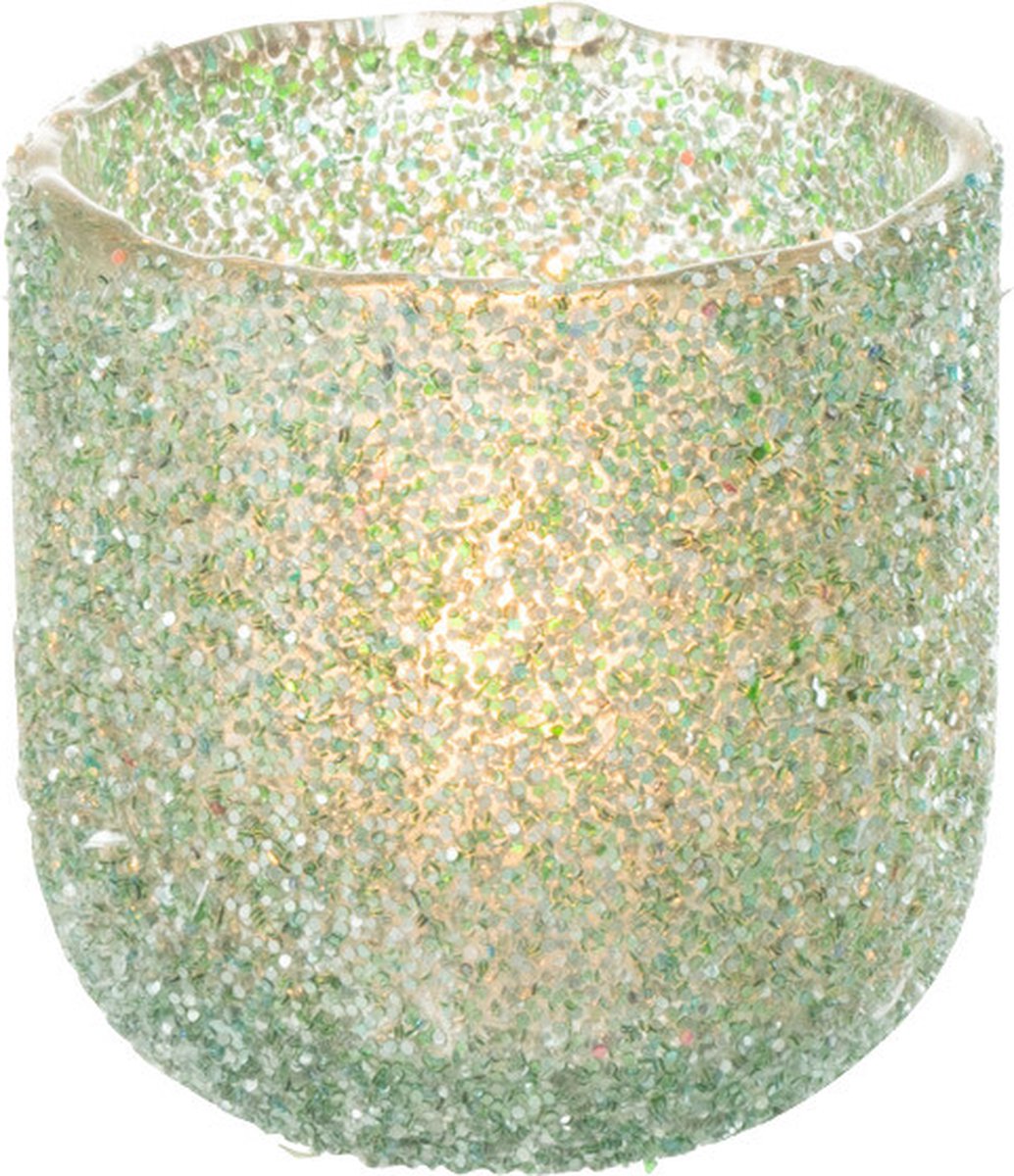 J-Line windlicht Fore - glas - groen - small - 2 stuks