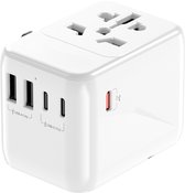 Phreeze TR4W Universele Wereldstekker - Reisadapter voor 170+ landen - 35W Snelladen USB C - Reisstekker Wereld: Amerika (USA), Engeland (UK), Australië, Zuid Amerika, Afrika, Italië, Thailand - Wit