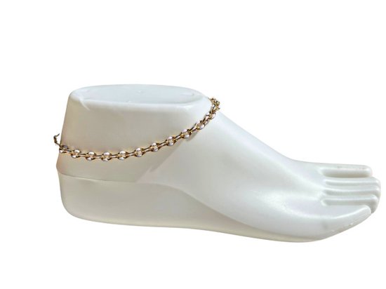 2 Love it Le Blanc - Bracelet de cheville - Acier inoxydable - 24 à 29 cm - Taille réglable - Wit - Doré