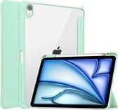 Hoozey - Tablet hoes geschikt voor iPad Air (2024) - Acrylic Trifold case met Pencil houder - 11 inch - Lichtgroen