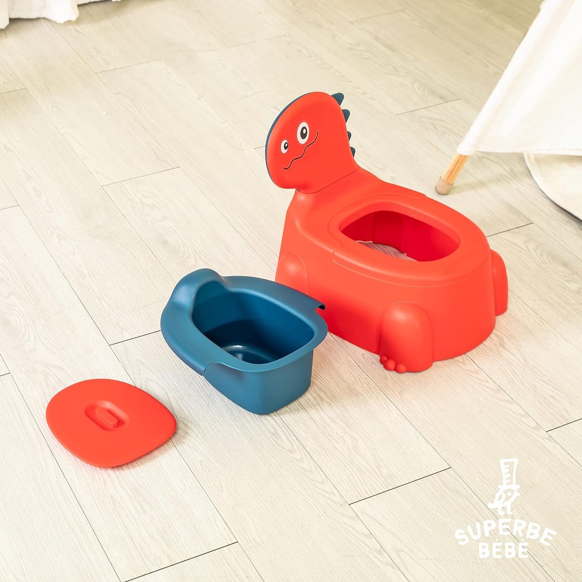 Goedkoopste Kinderpotje - Leertoilet met rugleuning - Babytoilet - Baby- en kindertoilet - Comfortabel, antislip, spatwaterdicht en geurbestendig - Eenvoudig legen met uitneembare pot, Rood