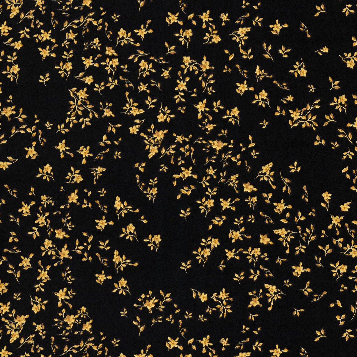 Bloemen behang Profhome 935854-GU vliesbehang licht gestructureerd met bloemen patroon glimmend zwart goud 7,035 m2