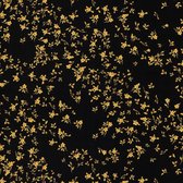Bloemen behang Profhome 935854-GU vliesbehang licht gestructureerd met bloemen patroon glimmend zwart goud 7,035 m2