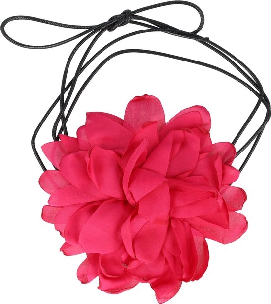 Haarband Veter Bloem Fuchsia Roze Flower Armband Ketting Choker