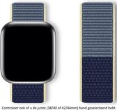 Driekleurig Blauw Geel Grijs Nylon Horloge Band geschikt voor Apple Watch Apple Watch 1, 2, 3, 4, 5, 6, 7, 8, SE & Nike+, 42mm, 44mm & 45mm "Mannenbreedte" Series - Zacht Geweven Nylon - 42 mm, 44 mm en 45mm - Maat: zie maatfoto