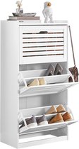Rootz Shoe Cabinet Tipper - Organisateur de chaussures - Rangement de chaussures - Conception à 3 rabats - Crochets élégants - Combinaison polyvalente - 55 cm x 112 cm x 30 cm
