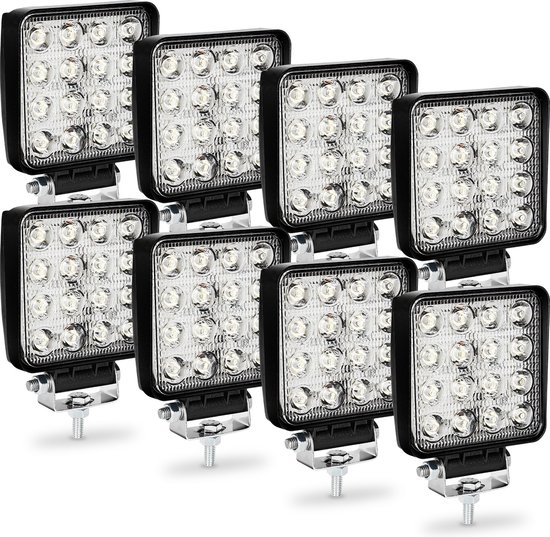 8x Led werklamp 48 Watt - Worklight - werkverlichting - veel licht - auto - bus - achteruitrijverlichting - extra led koplamp voor offroad 12 V 24 V koplamp IP67-waterdicht, achteruitrijlicht voor tractor, auto graafmachine, SUV, UTV, ATV