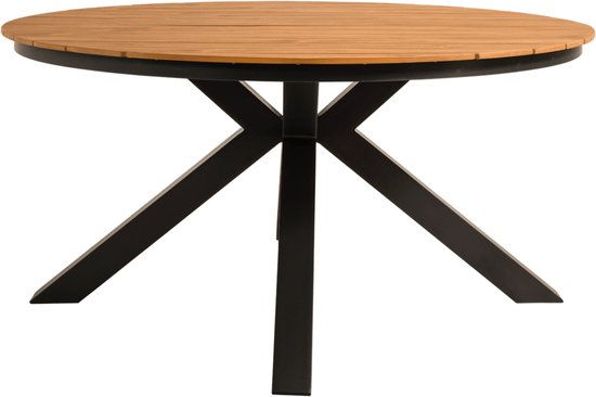 Arezzo - Tuintafel rond polywood teaklook - 120 cm - Geschikt voor buiten gebruik