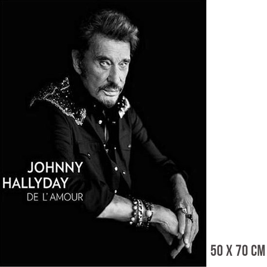 Allernieuwste.nl® Canvas Schilderij Johnny Hallyday - Zanger Rock Pop Rock'n Roll - Kleur - 50 x 70 cm