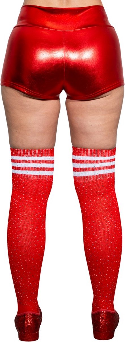 Glanzende hotpants - rood - 36 - festival — afbeelding 2