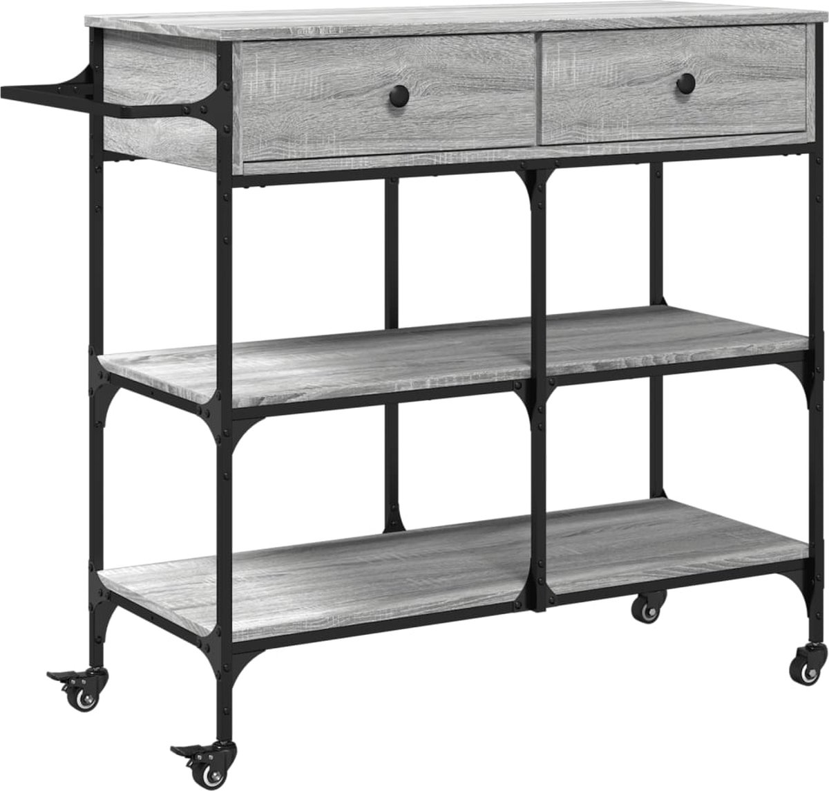 vidaXL - Keukentrolley - 105x42x95 - cm - bewerkt - hout - grijs - sonoma - eikenkleur