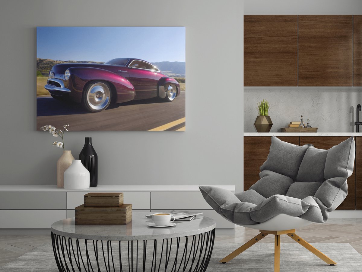 Trendex Global Canvas Schilderij - Holden Efijy Concept- Auto - Wanddecoratie - 120x80 cm Rood
