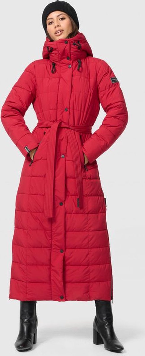 Navahoo Liebesfee 14, warme gewatteerde dameswinterjas met hoge kraag en opvallende koorden, maten XS-XXL, Taupe grijs, L