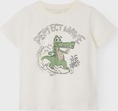 Name it T-shirt ecru krokodil UV print - Maat 92