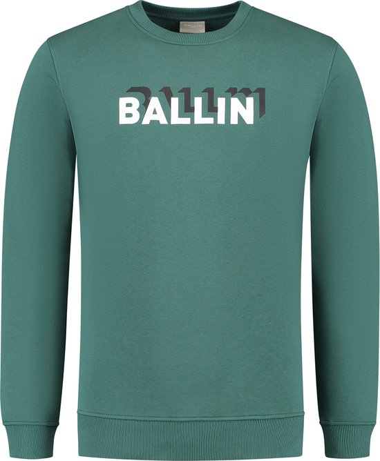Ballin Amsterdam - Heren Regular fit Sweaters Crewneck LS - Faded Green - Maat XS