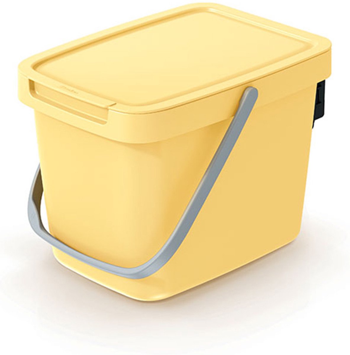 Goedkoopste Keden GFT aanrecht afvalbak - geel - 6L - afsluitbaar - 20 x 26 x 20 cm - klepje/hengsel - kleine prullenbakken - afval scheiden