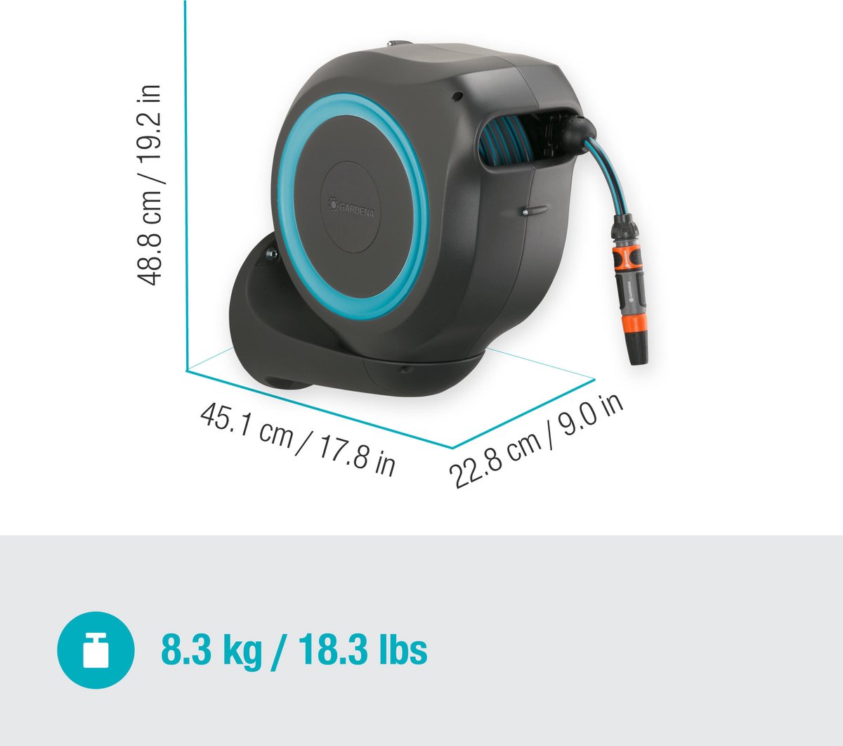 Gardena Wandslangenbox RollUp M - 20 meter - Ø 11 mm