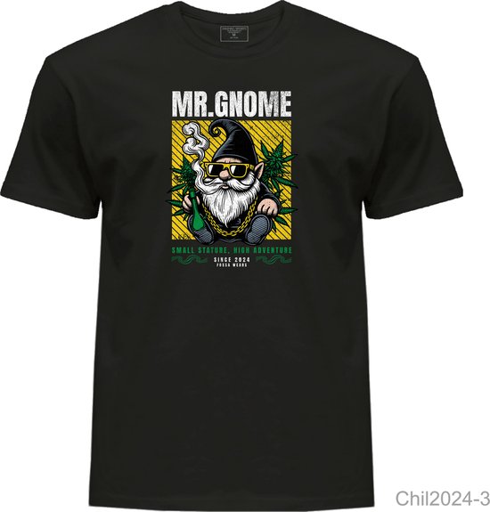 Weed t-shirt Mr Gnome Small stature, High adventure 100% cotton high quality Funny t-shirt with weed quote