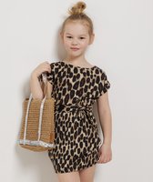 TerStal Meisjes / Kinderen Europe Kids Jersey Jurkje Animalprint Zwart In Maat 158/164