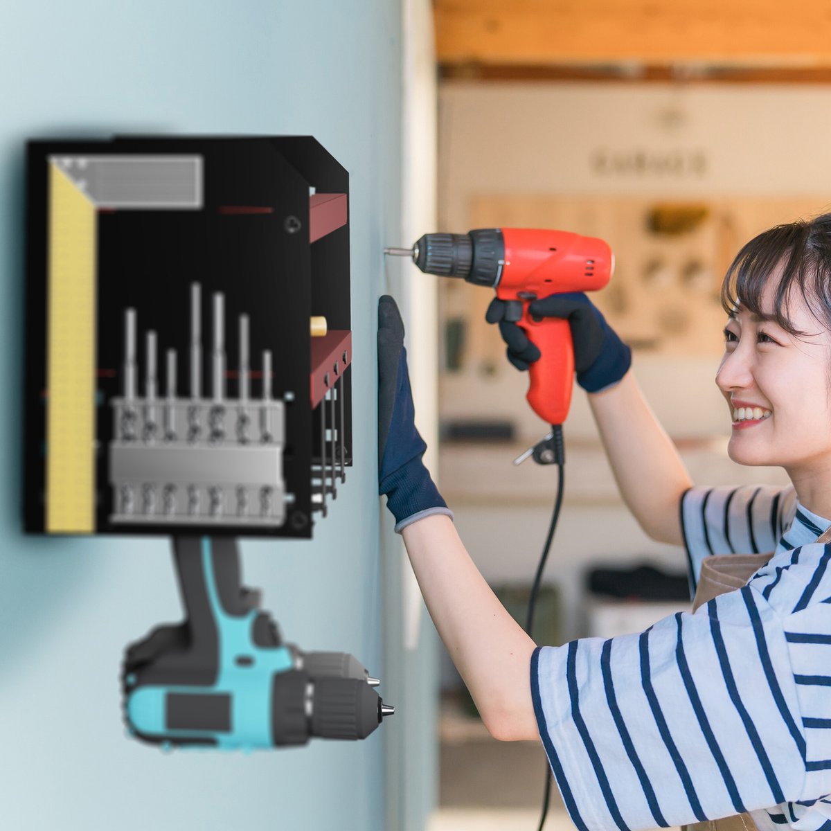 Support Mural Pour Visseuse Sans Fil - Suspension Outils Électriques Robuste Pour Garage Et Atelier