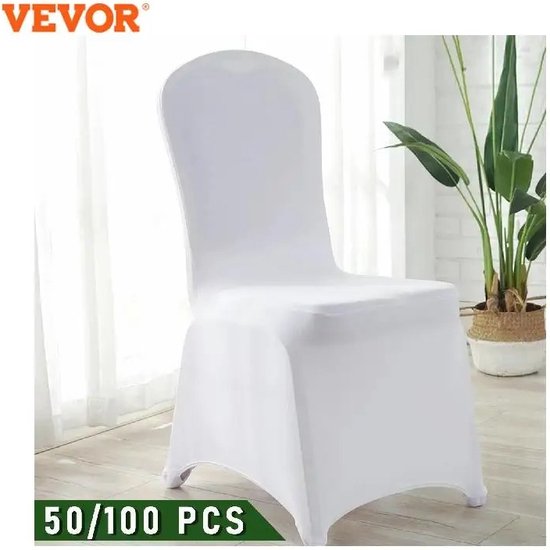 Stoelhoezen, Platte Voorkant, 30 Stuks, Wasbare Stoelhoezen Van Polyester En Spandex Voor Bruiloften En Diners Geschikt Voor Stoelen 51 X 45 X 95 Cm Wit P 010977447173